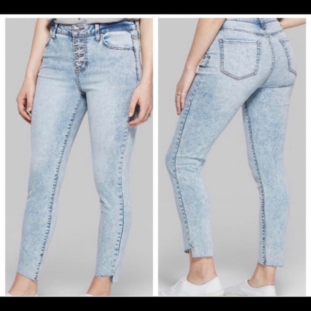 Wild Fable Acid Wash Raw Hem High Waist Button Fly Jeans size 6